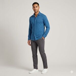 Maurizio Baldassari Italy 100% Lana Virgin Wool Long Sleeve Button Up Shirt 2XL